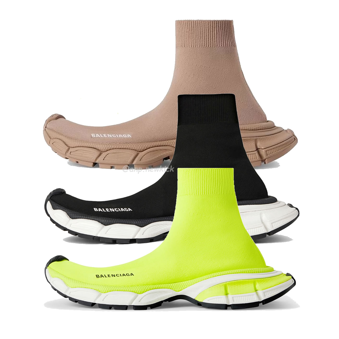 Balenciaga 3xl Sock Recycled Knit Sneakers Black White Fluo Yellow Beige (1) - newkick.app